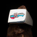 Excellent crafted Men's National Flag Ring Slovakia - Sterling Silver - BikeRing4u