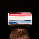 Excellent crafted rectangle shaped Men's Dutch Flag Ring Holland - Sterling Silver - BikeRing4u