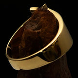 Mirror polished Men's Brass Initial Ring one bold Letter I - BikeRing4u