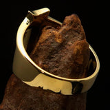 Mirror polished Men's Brass Initial Ring one bold Letter I - BikeRing4u