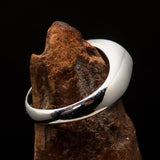 Excellent crafted oval Men's Ring Jesus in Hebrew Black - Sterling Silver - BikeRing4u