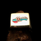 Excellent crafted Men's National Flag Ring Slovakia - Solid Brass - BikeRing4u