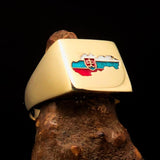 Excellent crafted Men's National Flag Ring Slovakia - Solid Brass - BikeRing4u