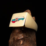 Excellent crafted Men's National Flag Ring Slovakia - Solid Brass - BikeRing4u