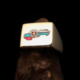 Excellent crafted Men's National Flag Ring Slovakia - Solid Brass - BikeRing4u