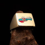 Excellent crafted Men's National Flag Ring Slovakia - Solid Brass - BikeRing4u