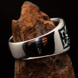 Nicely crafted domed Men's Fleur de Lis Ring Blue - Sterling Silver - BikeRing4u