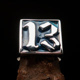 Excellent crafted Men's blue lucky Number 13 Ring - Sterling Silver - BikeRing4u