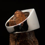 Nicely crafted Men's Knight Ring blue Maltese Cross - Sterling Silver - BikeRing4u