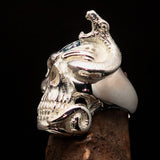 Excellent crafted Men's blue 1% Snake Skull Outlaw Ring - Sterling Silver - BikeRing4u