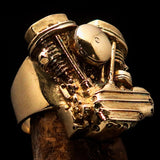 Excellent crafted Men's Panhead Engine Biker Ring - Solid Brass - BikeRing4u
