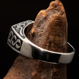 Perfectly crafted " as known as" Synonym Men's Ring black AKA - Sterling Silver - BikeRing4u