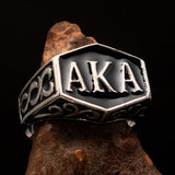 Perfectly crafted " as known as" Synonym Men's Ring black AKA - Sterling Silver - BikeRing4u