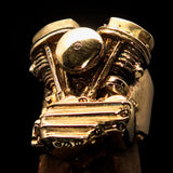 Excellent crafted Men's Panhead Engine Biker Ring - Solid Brass - BikeRing4u