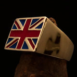Perfectly crafted Men's Union Jack Flag Ring UK Great Britain - Solid Brass - BikeRing4u