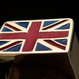 Perfectly crafted Men's Union Jack Flag Ring UK Great Britain - Solid Brass - BikeRing4u