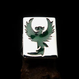 Excellent crafted Men's Ring green Phoenix - Sterling Silver - BikeRing4u