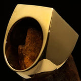 Perfectly crafted Men's Cowboy Ring Bull Skull Green - Solid Brass - BikeRing4u