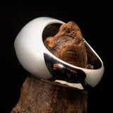 Perfectly crafted Men's Gamer Ring Radioactive Symbol Green - Sterling Silver - BikeRing4u