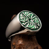 Perfectly crafted Men's Ring Celtic Birgit's Cross Green - Sterling Silver - BikeRing4u