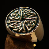 Perfectly crafted Men's Ring Celtic Birgit's Cross Green - Solid Brass - BikeRing4u