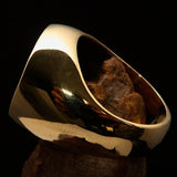 Perfectly crafted Men's Ring Celtic Birgit's Cross Green - Solid Brass - BikeRing4u