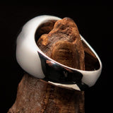 Perfectly crafted Men's Solid Line Pentagram Ring green - Sterling Silver - BikeRing4u