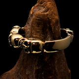 Excellent Mens Brass Biker Band Costume Ring 6 Skulls around the Finger - BikeRing4u