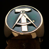 Perfectly crafted Men's GDR Socialist Ring Hammer Compasses Green - Solid Brass - BikeRing4u