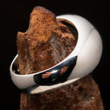 Nicely crafted Men's Biohazard Ring green Toxic Waste Symbol - Sterling Silver - BikeRing4u