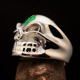 Excellent Crafted Men's green Number 13 Gnome Skull Ring - Sterling Silver - BikeRing4u