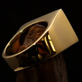 Perfectly crafted Men's Japanese War Flag Ring Green Raising Sun - Solid Brass - BikeRing4u