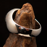 Excellent crafted Men's Biker Ring Green Hebrew Skull - Sterling Silver 925 - BikeRing4u