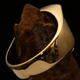 Perfectly crafted Men's Shield Ring 3 Green Lions Coat of Arms - Solid Brass - BikeRing4u