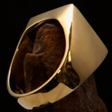 Perfectly crafted Men's Chess Player Ring Green King's Crown - Solid Brass - BikeRing4u