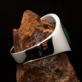 Excellent crafted Men's green Yin Yang Ring - Sterling Silver - BikeRing4u