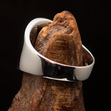 Excellent crafted Men's green Yin Yang Ring - Sterling Silver - BikeRing4u