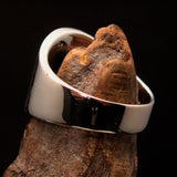 Excellent crafted ancient Men's green Labrys double Axe Ring - Sterling Silver - BikeRing4u