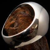 Excellent crafted Men's Heptagon Ring Black seven sided Polygon - Sterling Silver - BikeRing4u