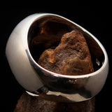 Excellent crafted Men's Heptagon Ring Black seven sided Polygon - Sterling Silver - BikeRing4u
