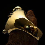 Excellent crafted Men's Skull Ring Bone Cross R.I.P - Solid Brass - BikeRing4u