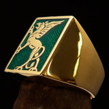 Perfectly crafted Men's Green Griffin Ring Griffon - Solid Brass - BikeRing4u