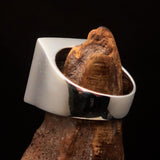 Perfectly crafted Two-Tone Matte Men's Chess Player Ring Queen's Crown - Sterling Silver - BikeRing4u