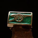 Perfectly crafted Men's Naval Cannon Ring Green - Solid Brass - BikeRing4u