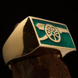 Perfectly crafted Men's Naval Cannon Ring Green - Solid Brass - BikeRing4u