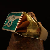 Perfectly crafted Men's Naval Cannon Ring Green - Solid Brass - BikeRing4u