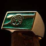 Perfectly crafted Men's Naval Cannon Ring Green - Solid Brass - BikeRing4u