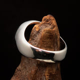 Perfectly crafted domed Men's Two-Tone Matte Zodiac Cancer Ring - Sterling Silver - BikeRing4u