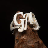 Excellent Crafted Mad Men's Two-Tone Matte Sterling Silver Gaga Ring - BikeRing4u