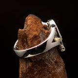 Excellent Crafted Mad Men's Two-Tone Matte Sterling Silver Gaga Ring - BikeRing4u